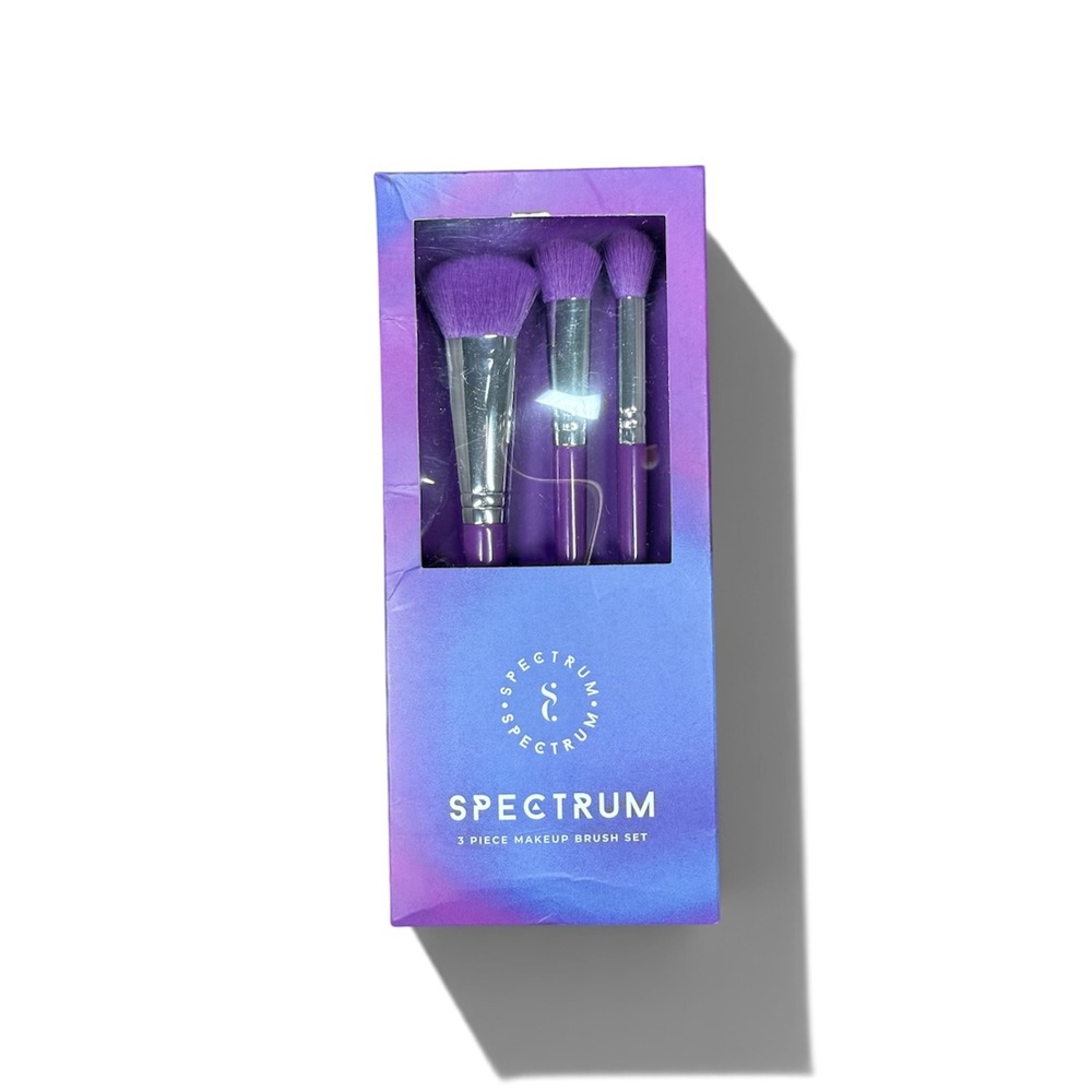 Spectrum Collections 3 Piece Makeup Brush Set Purple Vegan Cruelty Free New
